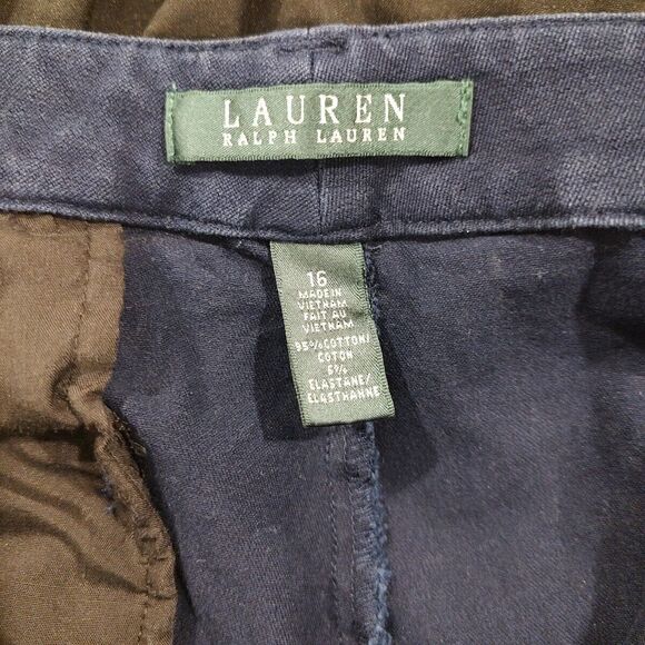 RALPH LAUREN Pants Women’s 16 Chino Ankle Straight Leg Blue Mid Rise - Picture 3 of 7